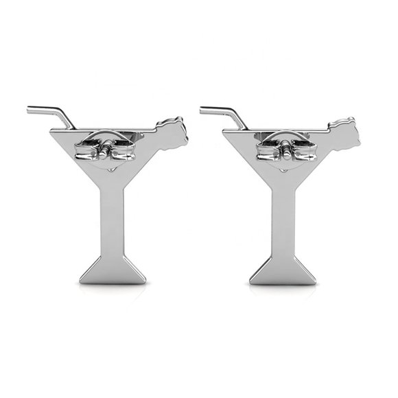 Martini Cocktail Stud‎ Earrings With Australian Crystals - Picture 5 of 5